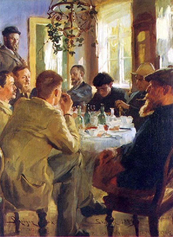Peter Severin Kroyer The Artists Luncheon oil painting picture